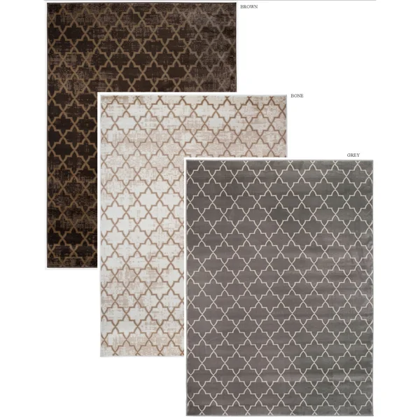 Admire Home Living Plaza Modern Contemporary Geometric Pattern Area Rug - Grey 2&2x22 x 7&7x22 Runner