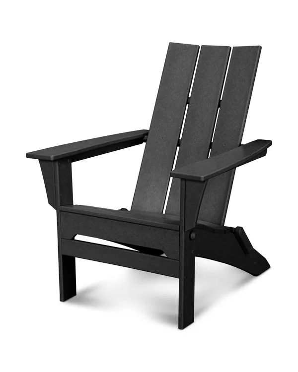 POLYWOOD Modern Folding Adirondack Chair, Black