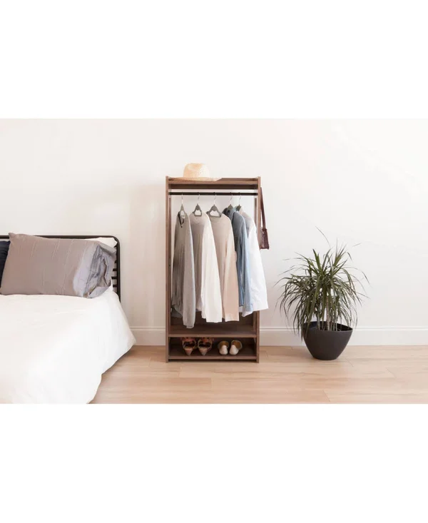 Iris Compact Wood Garment Rack, Natural
