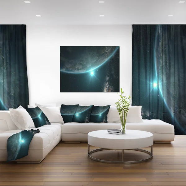 Design Art Sunrise in Earth from Space Contemporary Landscape Canvas Art - 40X20x22