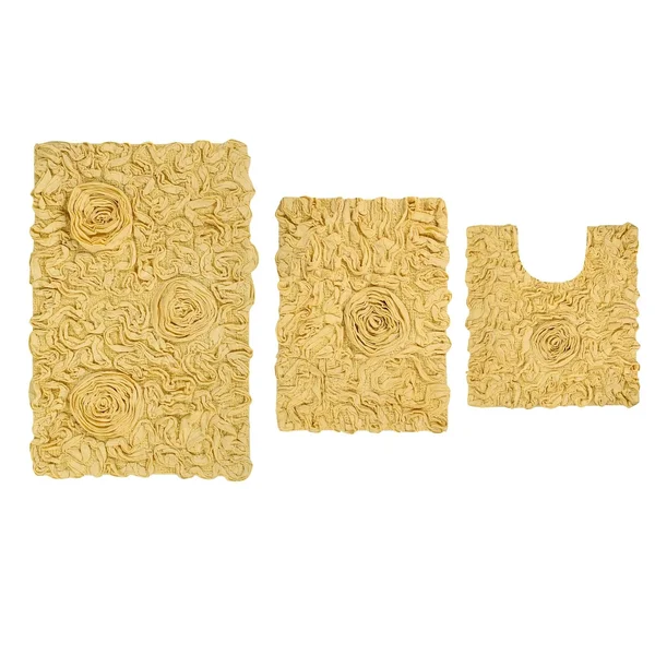 Bellflower 3-Pc. Bath Rug Set by Brylane Home in Yellow