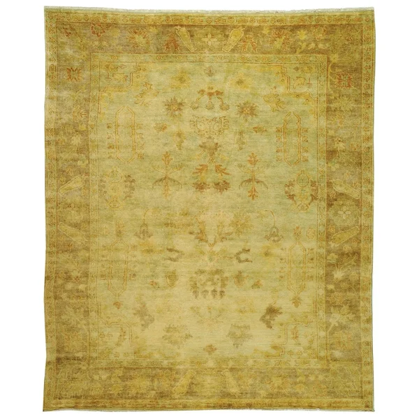 Safavieh Hand-Knotted Oushak Soft Green/ Rust Wool Rug - 3& x 10&