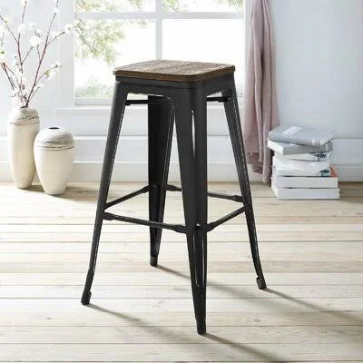 Ashlyn Bar & Counter Stool Williston Forge Color: Black - Seat Height: Bar Stool (30x22 Seat Height)