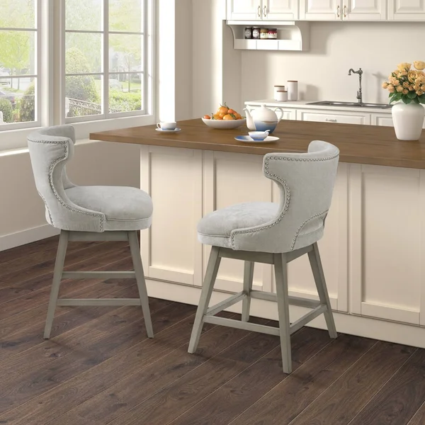 Madison Park Emmett Swivel Counter Stool - Light Grey