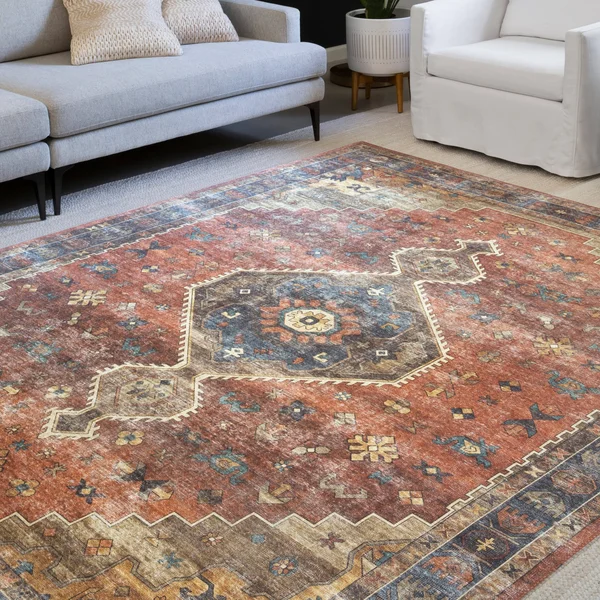 Alexander Home Leanne Transitional Aztec Vintage Printed Area Rug - 5&0x22 x 7&6x22