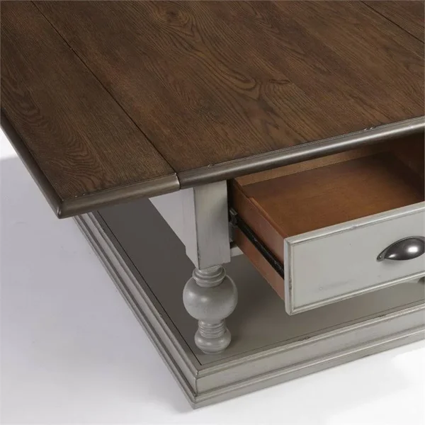 Progressive Furniture Colonnades Drop-Leaf Cocktail Table - Weathered Grey/Oak