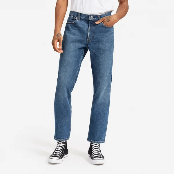 Men's Relaxed 4-Way Stretch Organic Jean, Uniform by Everlane in Dark Indigo Fade, Size 32x32