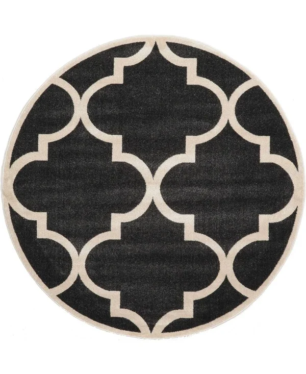 Unique Loom Austin Trellis Area Rug (6& x 6& Round - Black)
