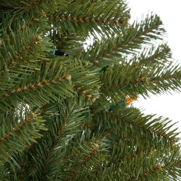 7' Pre-Lit Medium Noble Fir Hinged Artificial Christmas Tree - Multicolor Lights