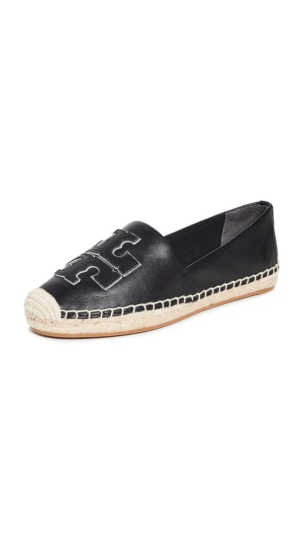 Tory Burch Ines Leather Espadrilles - Black - Espadrilles