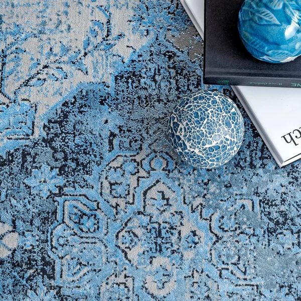 nuLOOM Faded Vintage Medallion Area Rug - 7& 6x22 x 9& 6x22 - Dark Gray