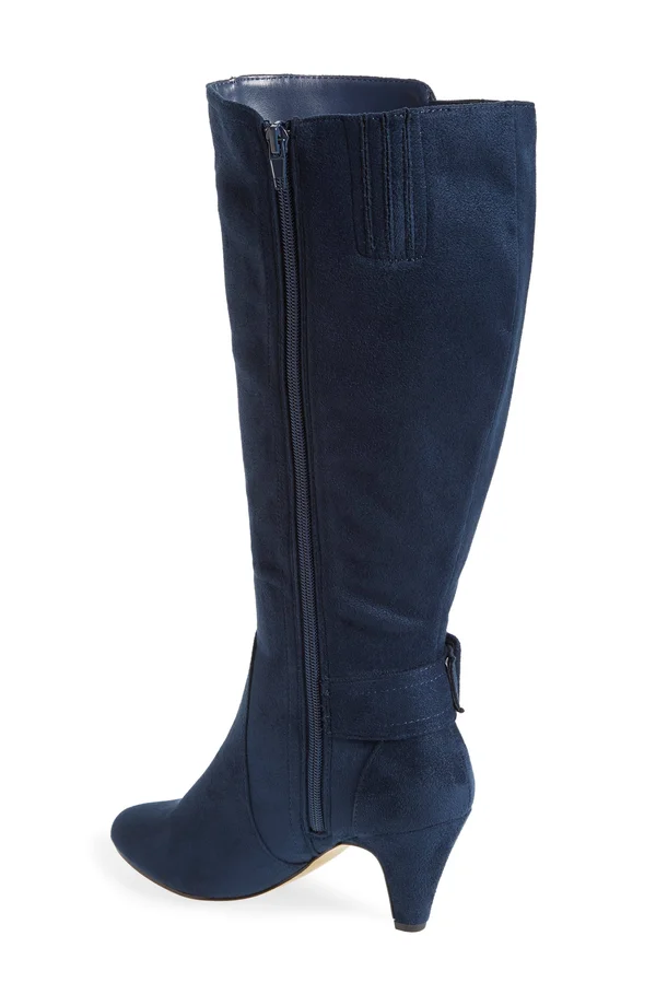 Bella-Vita Navy Suede Troy II Plus Dress Wide Calf Boots