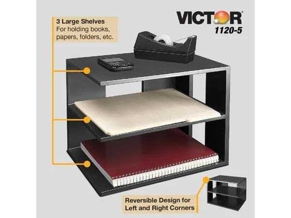 Victor 1120-5 Corner Shelf, Black