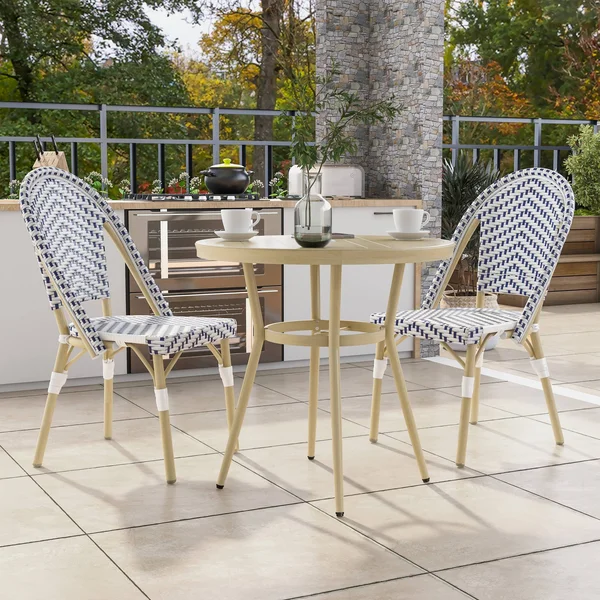 Furniture of America Ariel Natural Tone 32-Inch 3-Piece Bistro Set - Navy