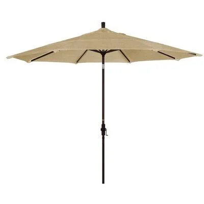 Pyatt Market Umbrella Sol 72 Outdoor Frame Color: Matte Black, Fabric Color: Sunbrella A Natural, Size: 9&