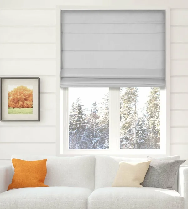 Arlo Blinds Gray Room Darkening Cordless Lift Fabric Roman Shades - 29.5x22W x 60x22H