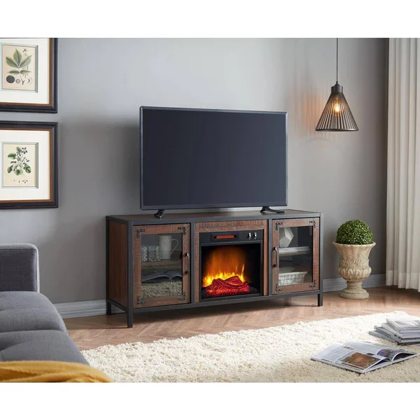 HearthPro 54 inch Media Electric Fireplace with Full Metal Frame Sp6556-of, Brown
