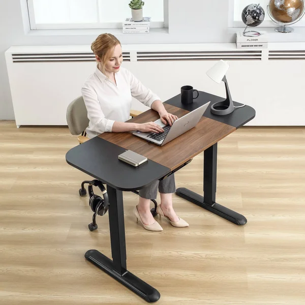 Electric Height Adjustable Standing Desk with Drawer 48 x 24 Inches - Brown