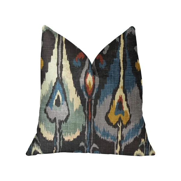 Plutus Deep Sanctuary Blue and Gray Luxury Throw Pillow 22x22L x22x22W