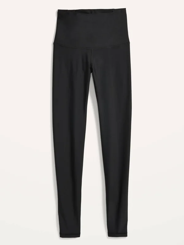 Old Navy Women's Extra High-Waisted Powersoft Light Compression Hidden-Pocket Leggings - Black Jack - Petite Size L