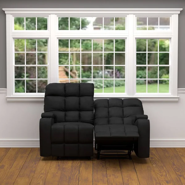 Oliver & James Saskia Black Microfiber 2-Seat Recliner Loveseat