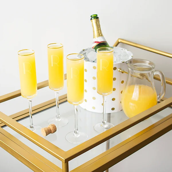 Cathy&s Concepts Personalized Set of Four Gold Rim Contemporary Champagne Flutes