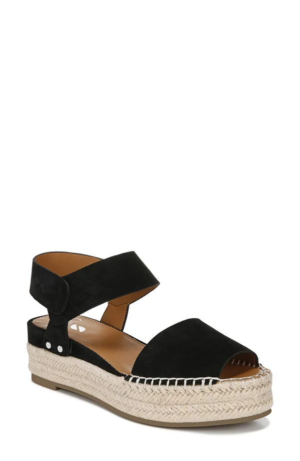 Franco Sarto Oak by Sarto Women's Sandals Black Suede 2 : 9.5 M