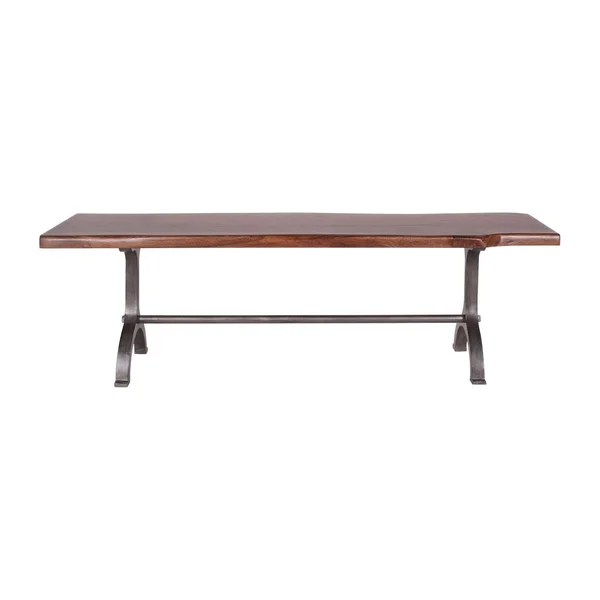 Casartis Living Dala Industrial Iron & Acacia Natural Edge Dining Bench, 56-Inch - Single - Brown - Dining Height
