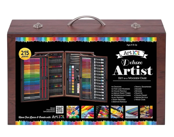 Art 101 Deluxe Artist Set in Wood Case (215 Piece)