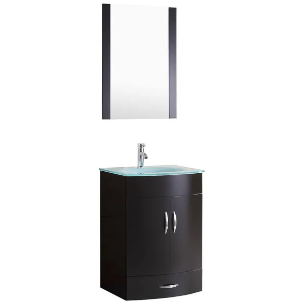 LessCare Style 5 - 24x22W Black Vanity Sink Base Cabinet with Mirror (LV5-24B)