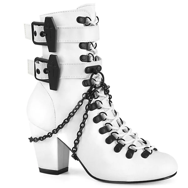 Demonia - Womens VIVIKA-128 Boots White Vegan, Size-7