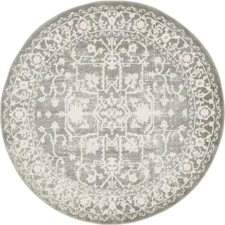 Unique Loom Olympia Arcadia Round Rug - 4& 0 x 4& 0, Gray