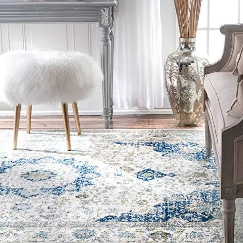 Nuloom Polypropylene 2& 8x22 X 12& Runner Rug In Blue/Ivory 200RZBD07A-28012