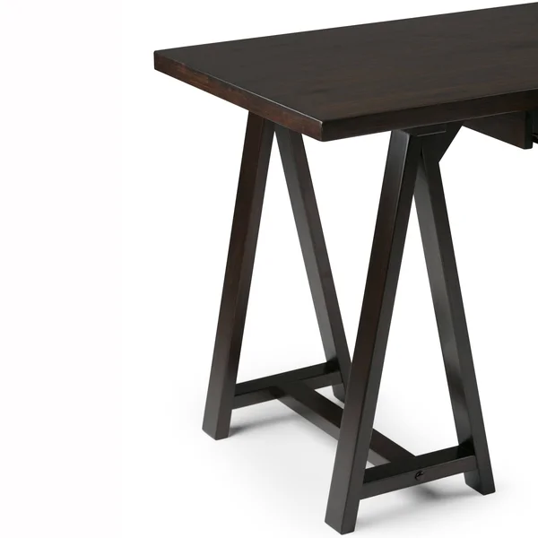 Wyndenhall Hawkins Solid Wood Modern Industrial 60 inch Wide Writing Office Desk - Farmhouse Grey