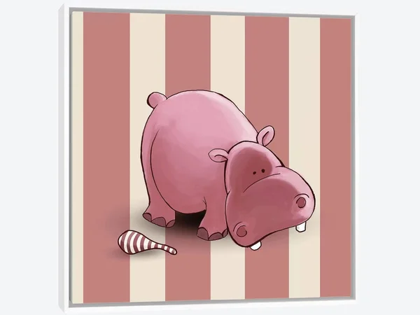 Framed Canvas Art (White Floating Frame) - Hippo II by GraphINC ( Animal Art > Wildlife > hippopotamuses art)