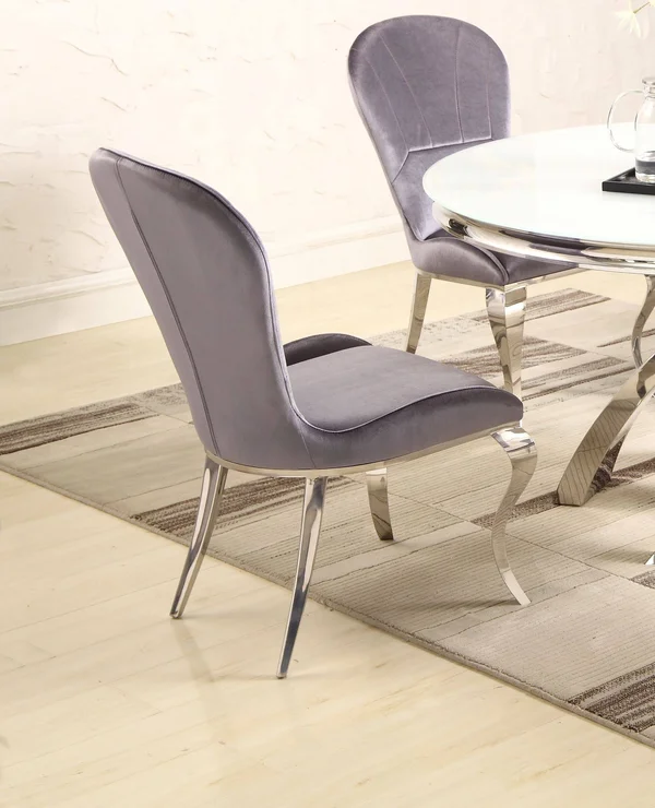 Chintaly Imports Erin Stainless Steel Round Back Cabriolet Side Chair