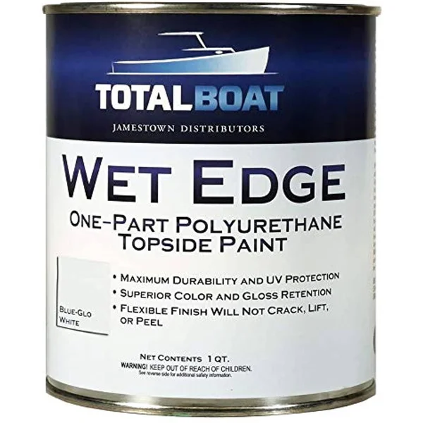 TotalBoat Wet Edge Marine Topside Paint Blue Glo White Quart