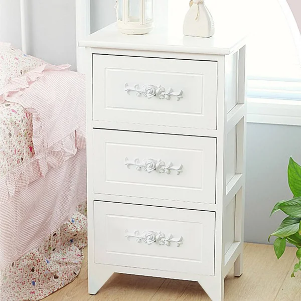 DL Furniture - Fully Assembled Tone Finish Night Stand 3 Drawer Storage Shelf Organizer 100% Light Weight Basswood, White