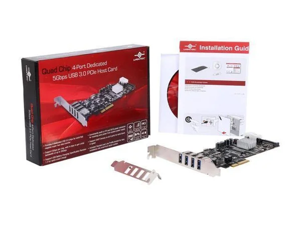 Vantec UGT-PCE430-4C Quad Chip 4-Port Dedicated 5Gbps USB 3.0 PCIe Host Card