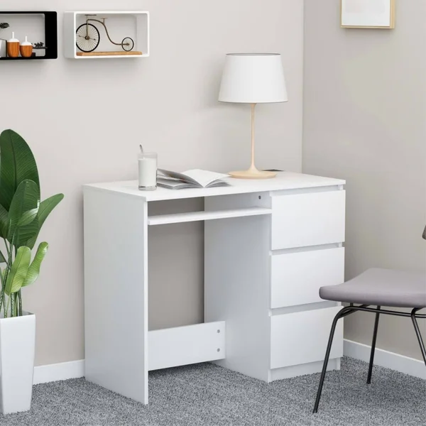 vidaXL Desk White 35.4x22x17.7x22x29.9x22 Chipboard - 801373