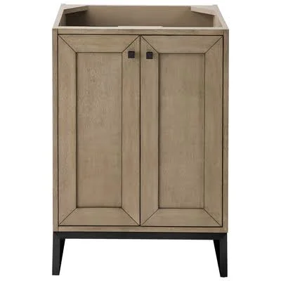 James Martin Chianti 24x22 Single Bathroom Vanity Cabinet, Whitewashed Walnut, Matte Black E303-V24-WW-MBK