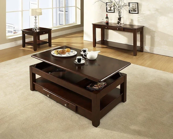 New Lift Top Storage Cocktail Coffee Table Cherry Finish Furniture with Casters - 46" x 26" x 18"