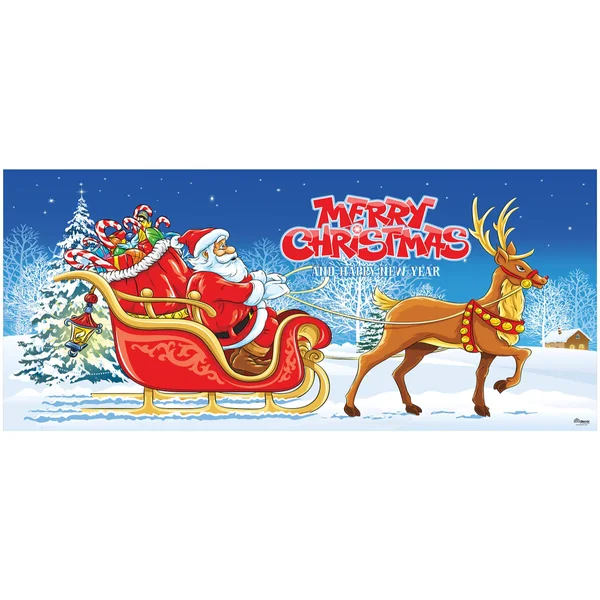 7& x 16& Red and Blue Merry Christmas Outdoor Double Car Garage Door Banner