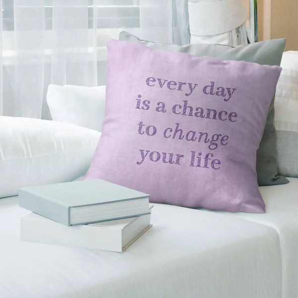 Quotes Handwritten Change Your Life Quote Pillow-Faux Suede - 16 x 16 - Square - Zipper Closure - Medium - Removable Cover - Acc