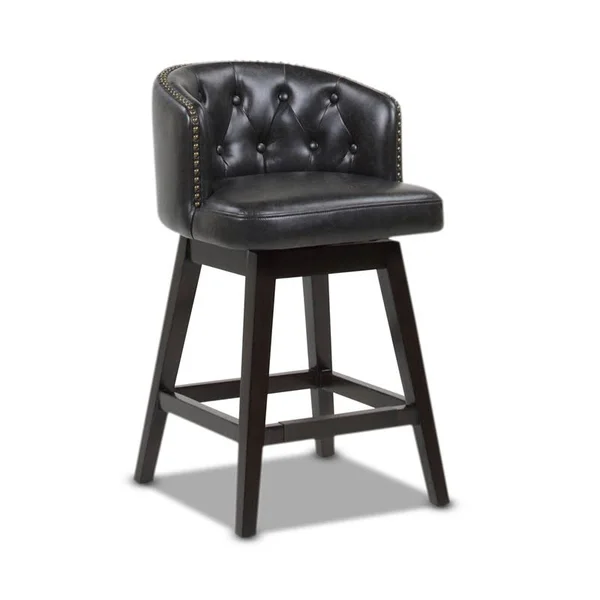Jennifer Taylor Home Davidson 26x22 Faux Leather Swivel Counter Height Bar Stool in Vintage Black