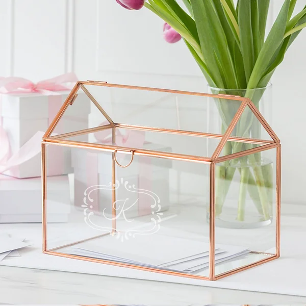 Cathy&s Concepts Gold Personalized Glass Terrarium Reception Gift Card Holder