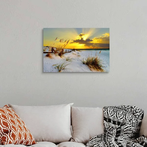 Landscape Photography Beach Golden Sunset - Canvas Wall Art, 30x20, Great Big Canvas