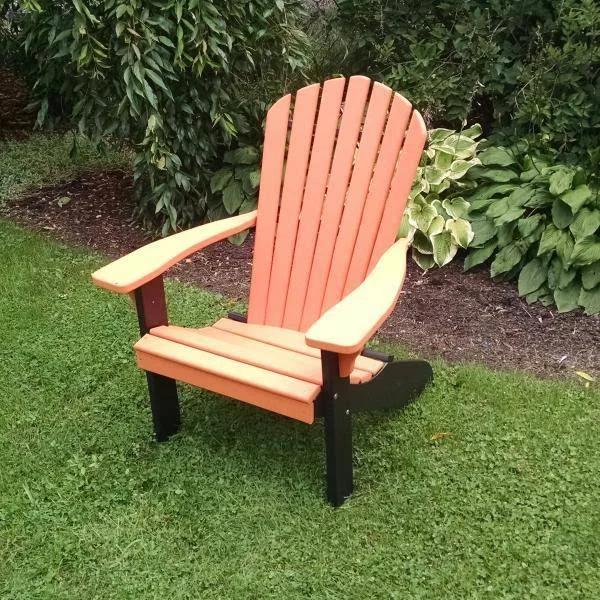 Poly Fanback Adirondack Chair with Black Frame, Size: 5.5, Red