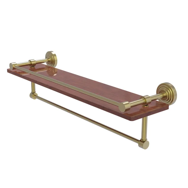 Allied Brass Waverly Place Collection 22 inch IPE Ironwood Shelf with Gallery Rail and Towel Bar