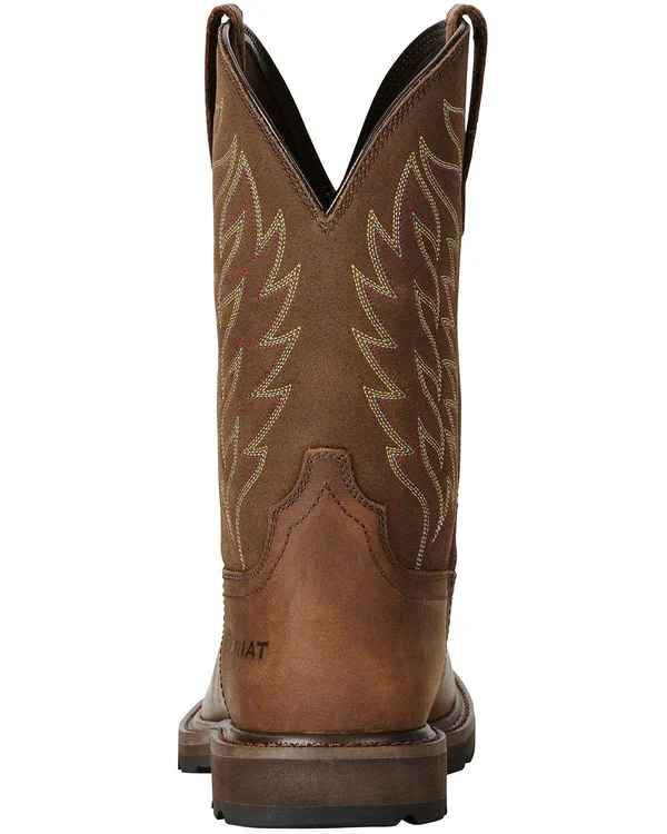 Ariat Men's Groundbreaker Brown Wide Square Steel Toe Work Boot